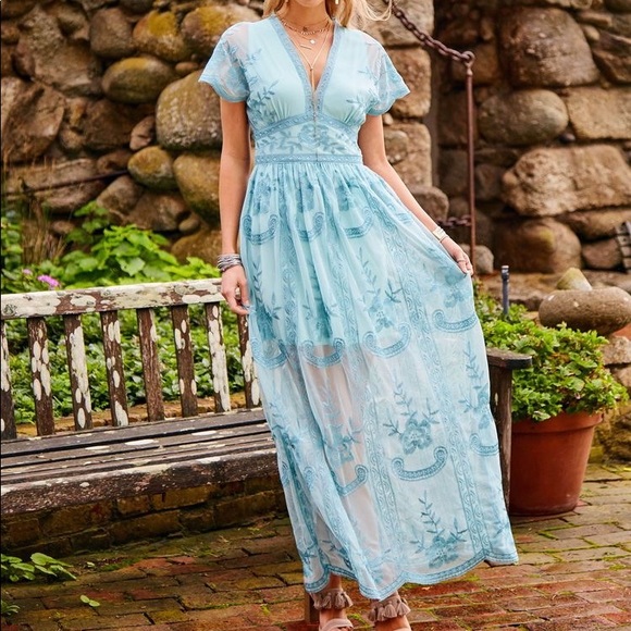 Altar'd State Dresses & Skirts - Altar’d State Mariska Sea Blue Dress